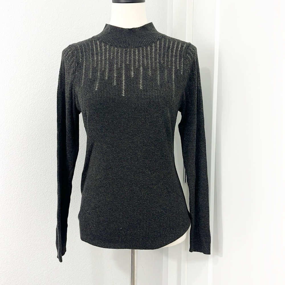 Maxsport Large Black Long Sleeve Mock Neck Lightweight Knit Sweater